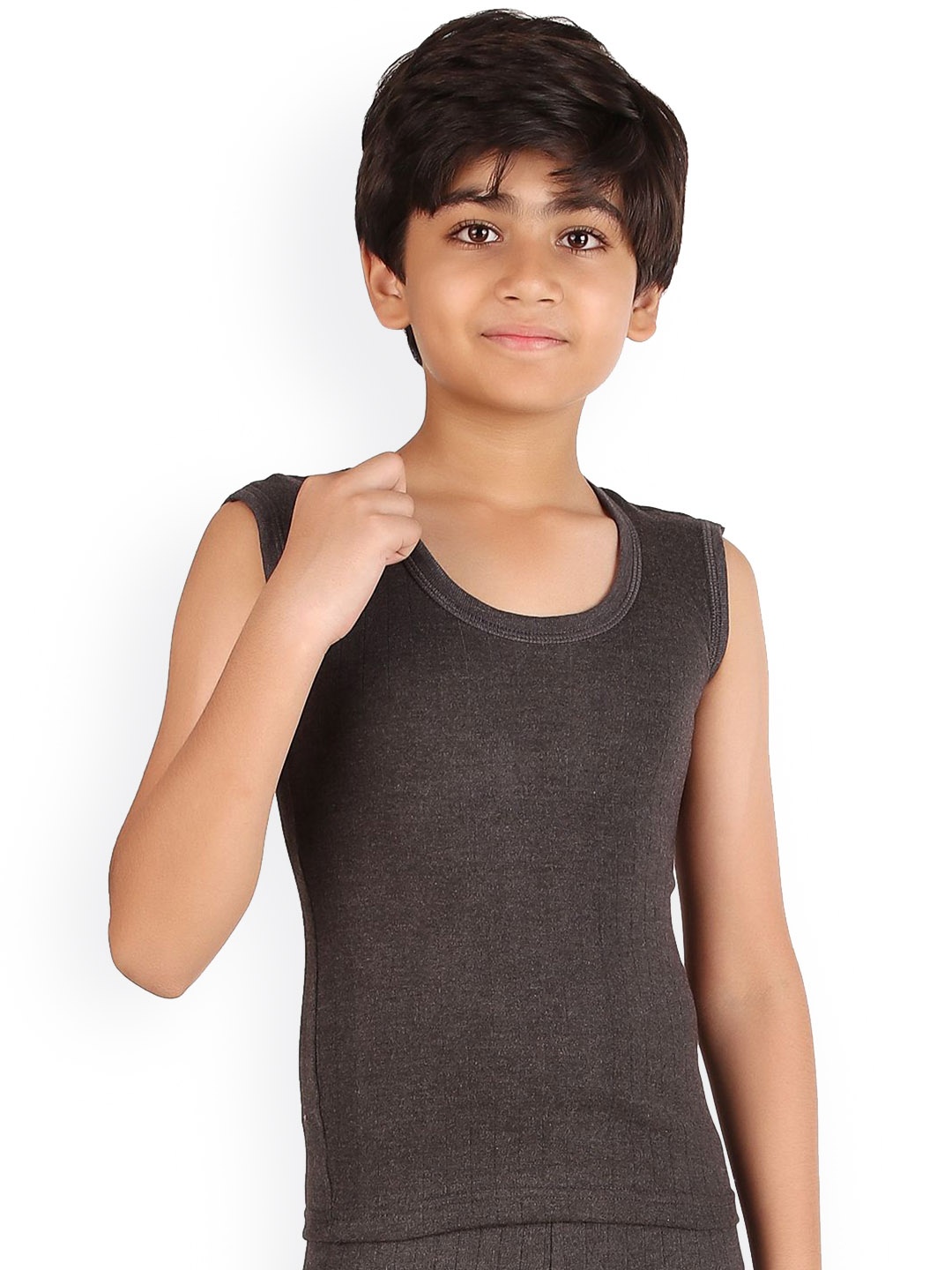 

inner element Boys Sleeveless Premium Cotton Thermal Top, Grey
