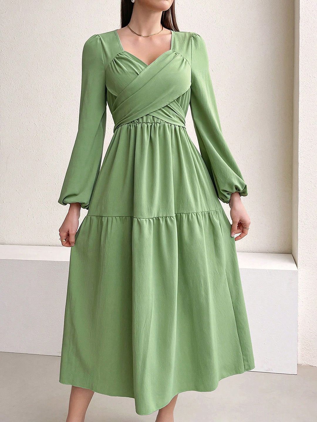 

JC Mode Women Sweetheart Neck Fit & Flare Midi Dress, Green