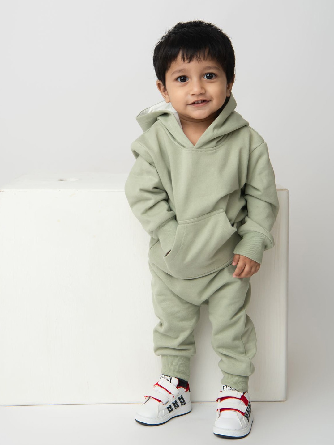

COT & CANDY Girls Printed Hooded Sweatshirt, Green