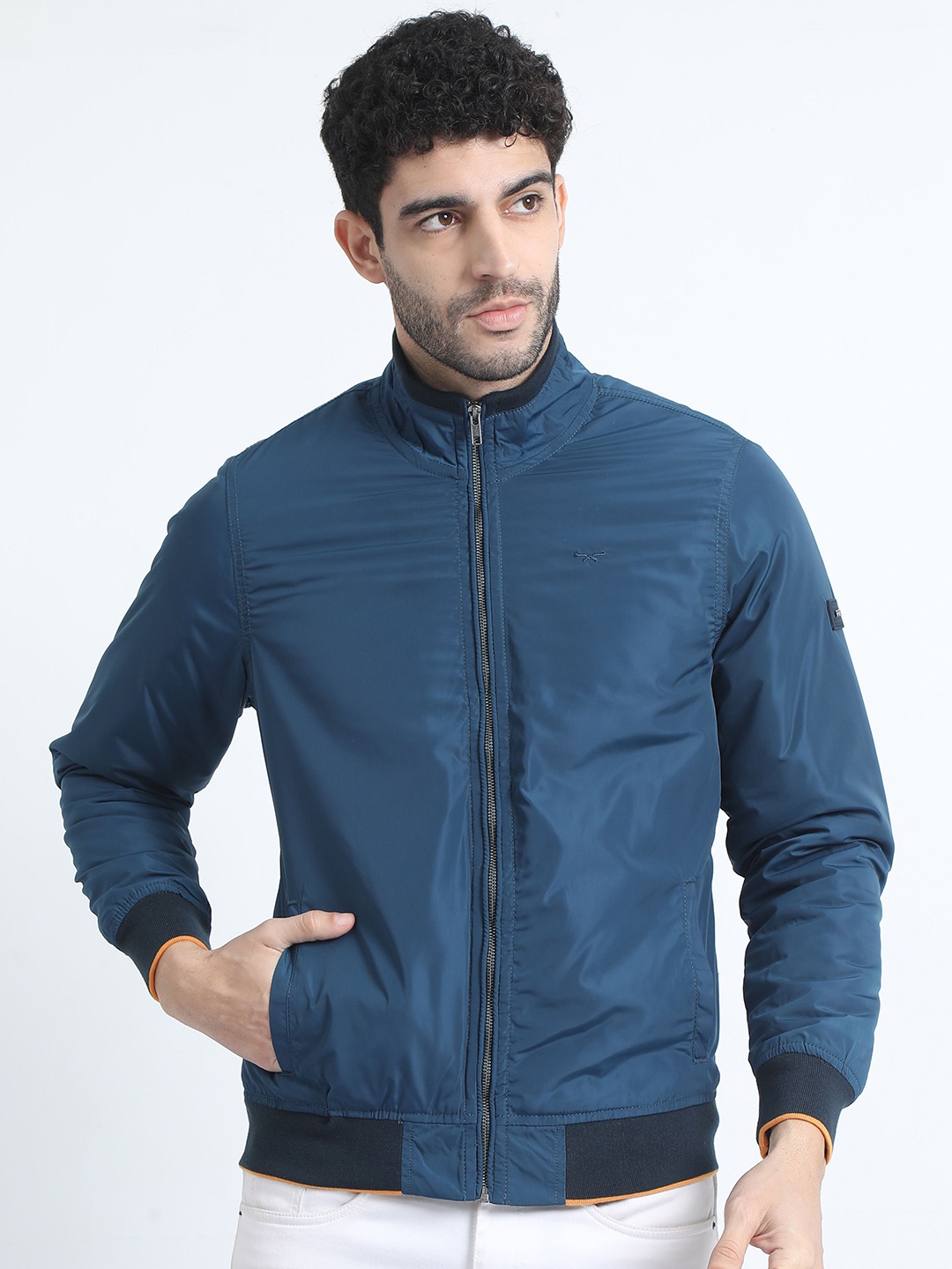 

RIGS AND RAGS Men Crop Outdoor Bomber Jacket, Blue