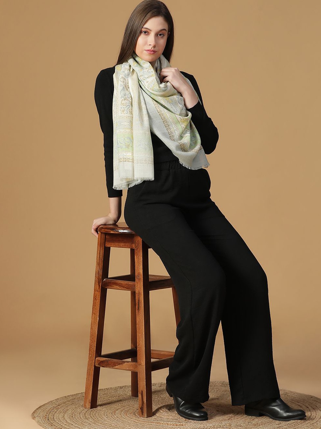 

SHINGORA Women Printed Stole, Cream