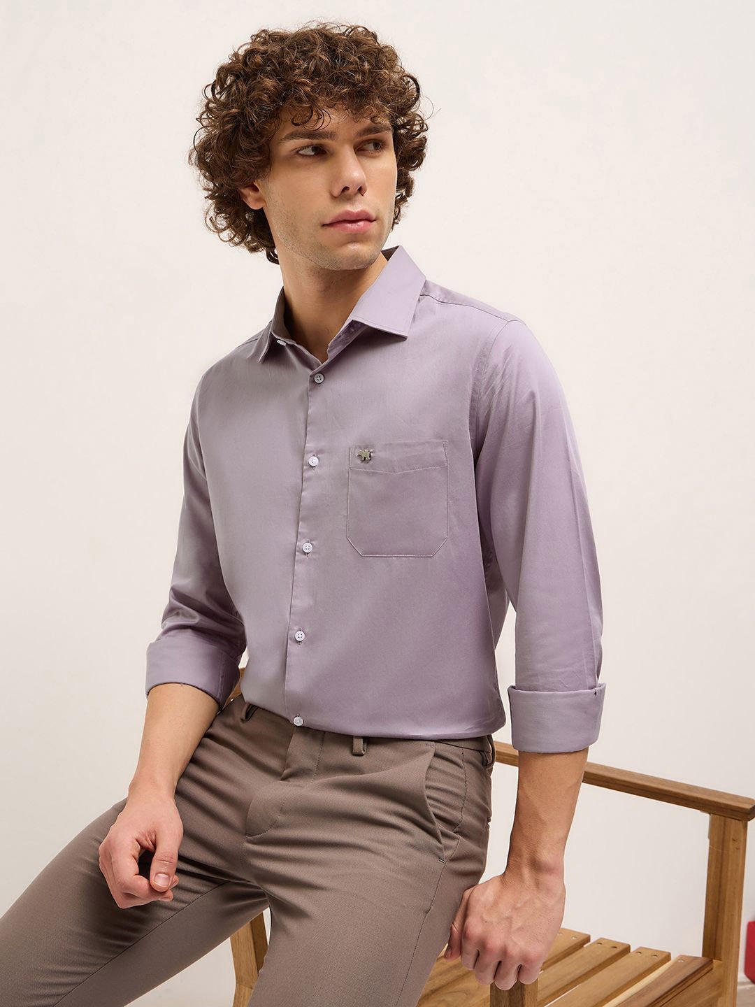 

THE BEAR HOUSE Men Tailored Fit Opaque Formal Shirt, Purple