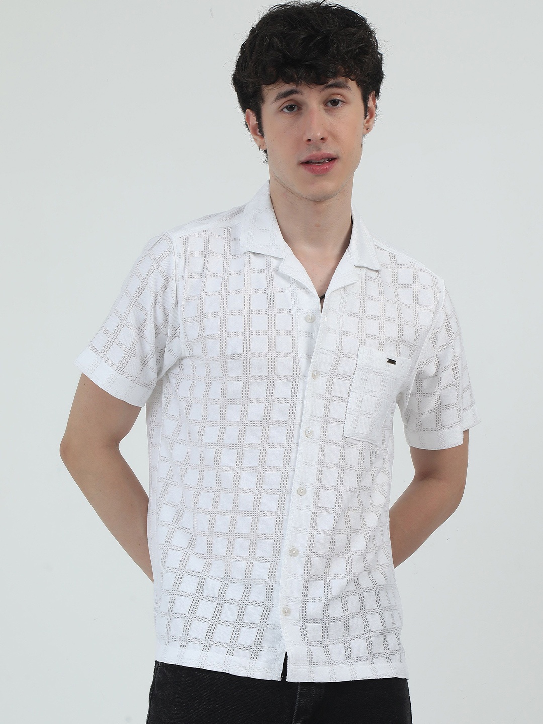 

RIGS AND RAGS Men Original Opaque Printed Casual Shirt, White