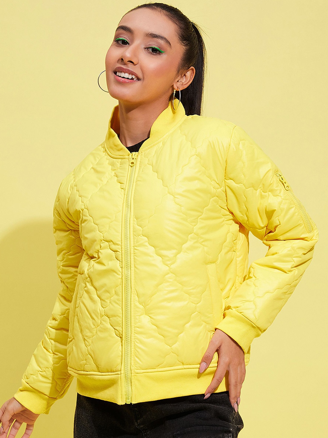 

Noh.Voh - SASSAFRAS Kids Girls Quilted Jacket with Patchwork, Yellow