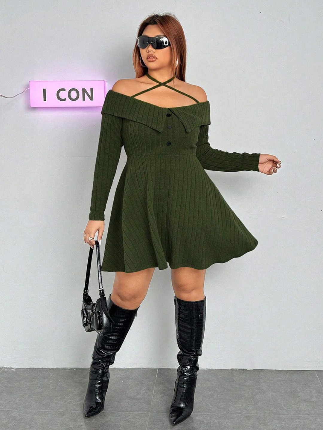 

JC Mode Women Plus Size Fit & Flare Dress, Green