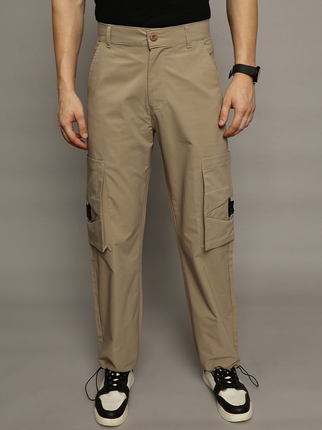 

The Roadster Lifestyle Co Loose Fit Cargo Trousers, Beige