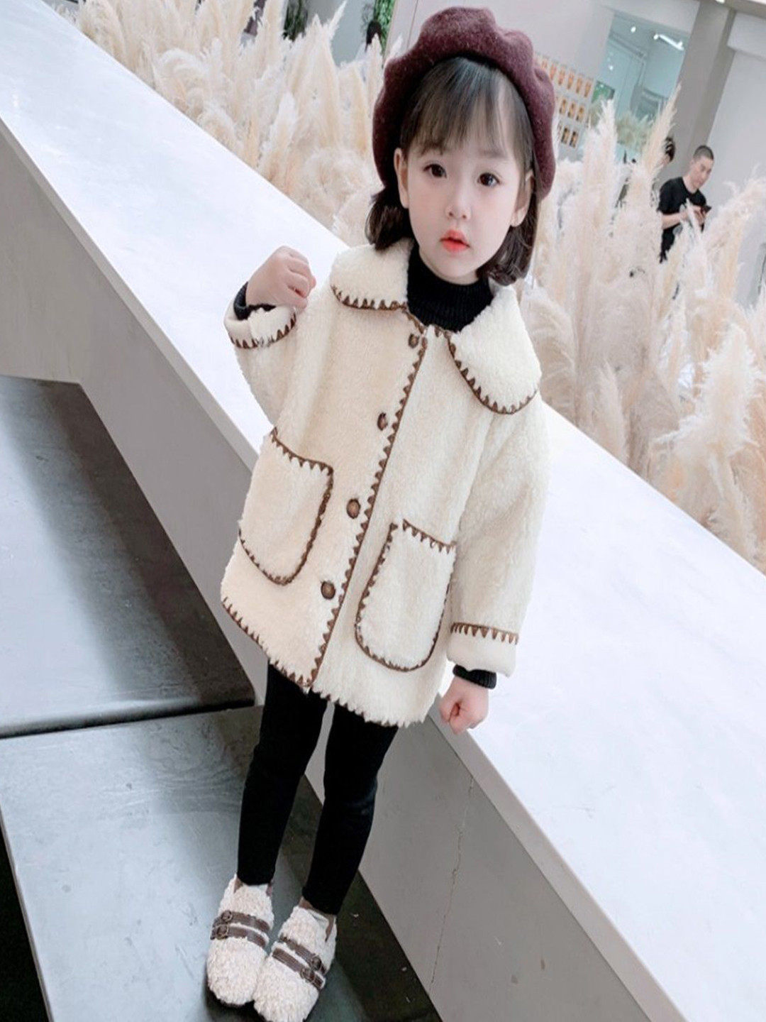 

Xsole Kids Single Breasted Winter Overcoat, Beige