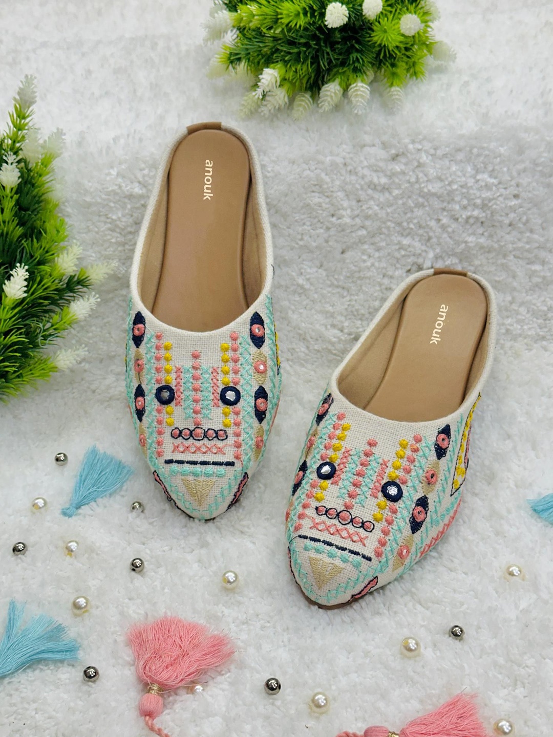 

Anouk Women Embellished Ethnic Mules Flats, Multi
