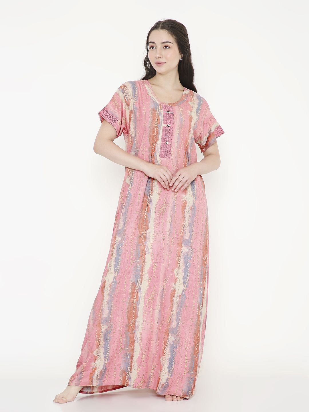 

NIGHTSPREE Printed Maxi Nightdress, Pink