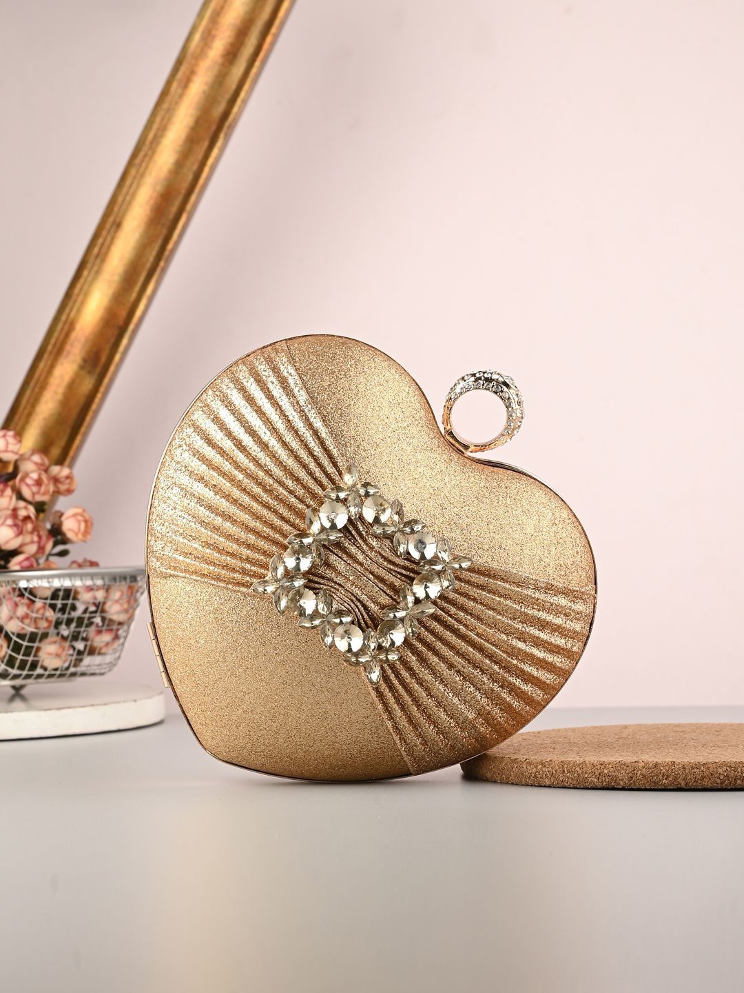 

Toobacraft Embellished Box Clutch, Gold