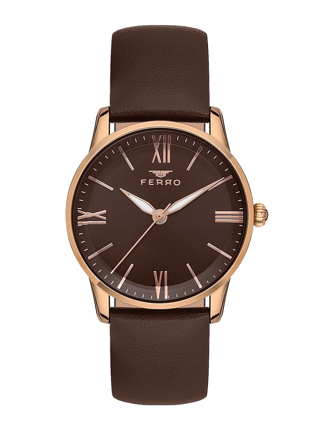 

Ferro Women Brass Dial & Leather Straps Analogue Watch F21182B-S, Brown