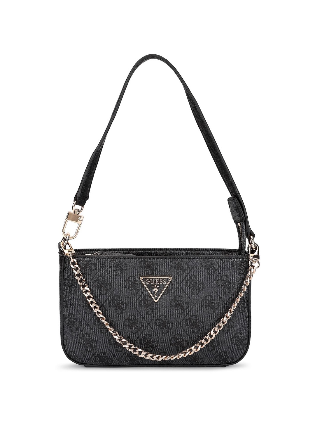 

GUESS Printed PU Structured Shoulder Bag with Quilted, Grey