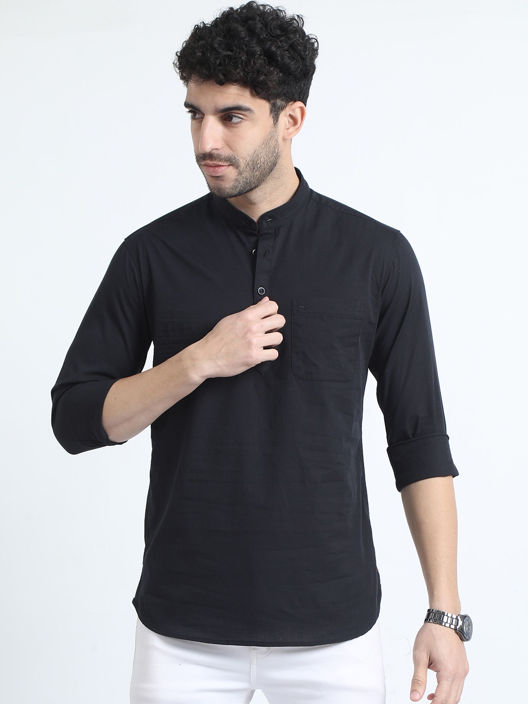 

RIGS AND RAGS Men Comfort Opaque Casual Shirt, Black