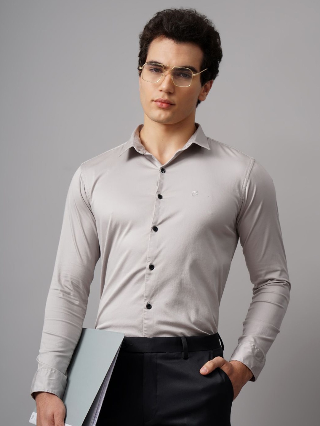 

PAUL STREET Men Standard Slim Fit Opaque Semiformal Shirt, Grey
