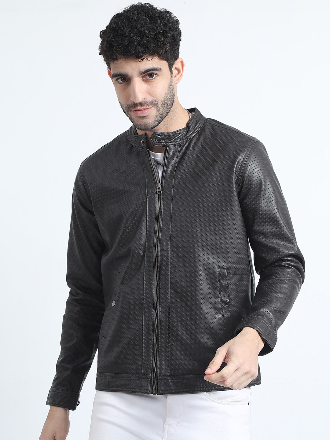 

RIGS AND RAGS Men Outdoor Open Front Jacket with Patchwork, Black