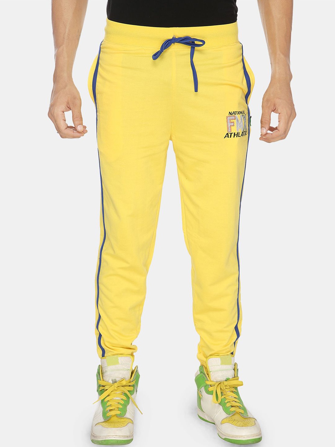 

FILMAX ORIGINALS Men Pure Cotton Relaxed-Fit Mid Rise Joggers, Yellow