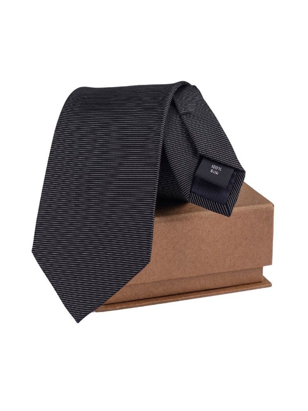 

The Tie Hub Men Striped Skinny Tie, Black
