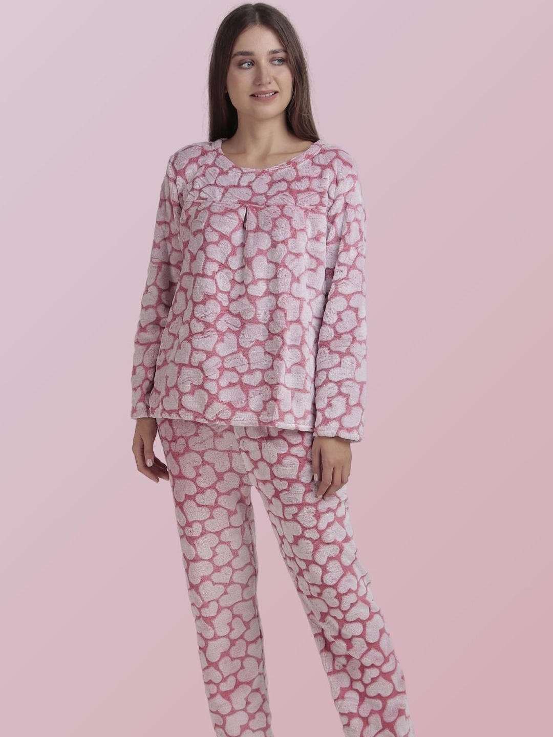 

Untamed Clothing Women Printed Night suit, Pink