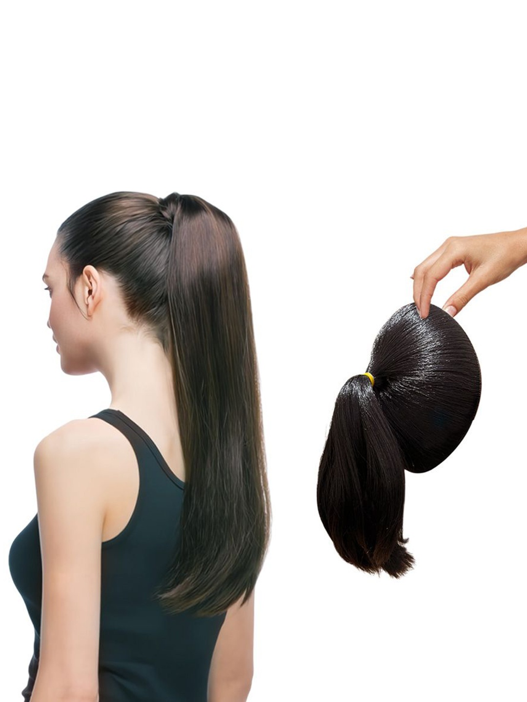

D-Divine Ball Head Wig Wrapped With Grapefruit Peel Flower Bud Head Ponytail- 35 cm- Brown