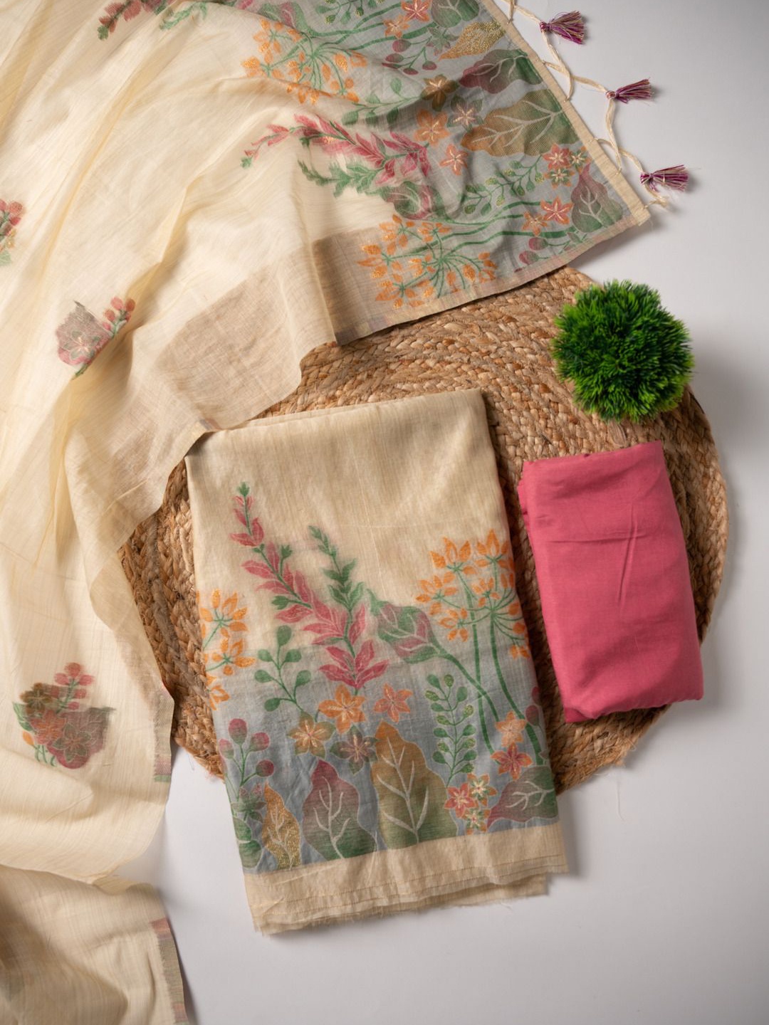 

GAJARAI Unstitched Dress Material, Beige