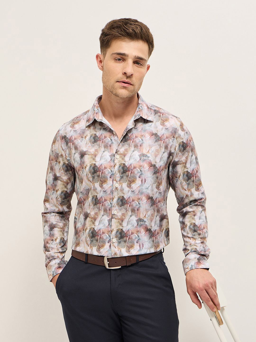 

THE BEAR HOUSE Men Tailored Fit Opaque Printed Formal Shirt, Multi