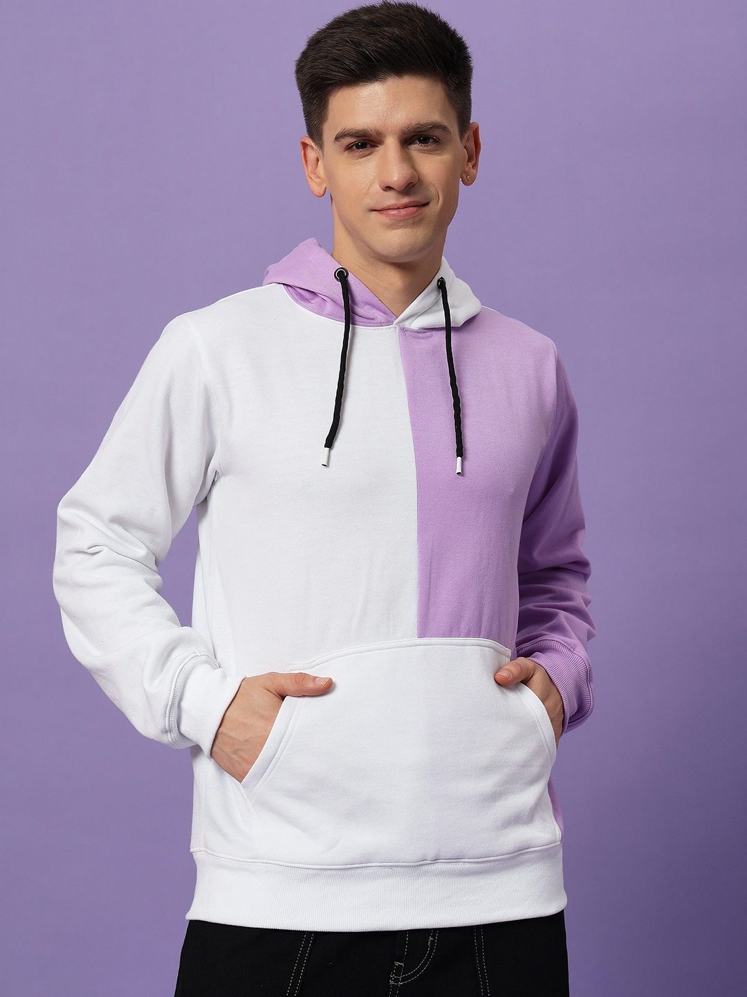 

Dogman Men Colourblocked Hooded Sweatshirt, Lavender