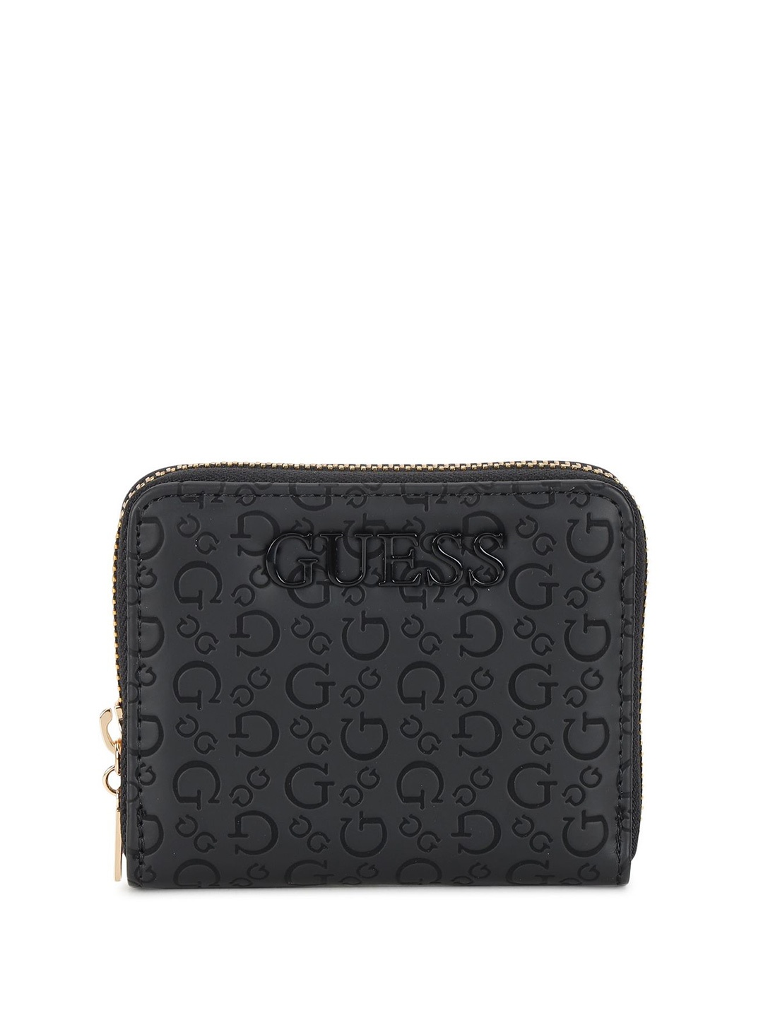 

GUESS Women Printed PU Zip Around Wallet, Black