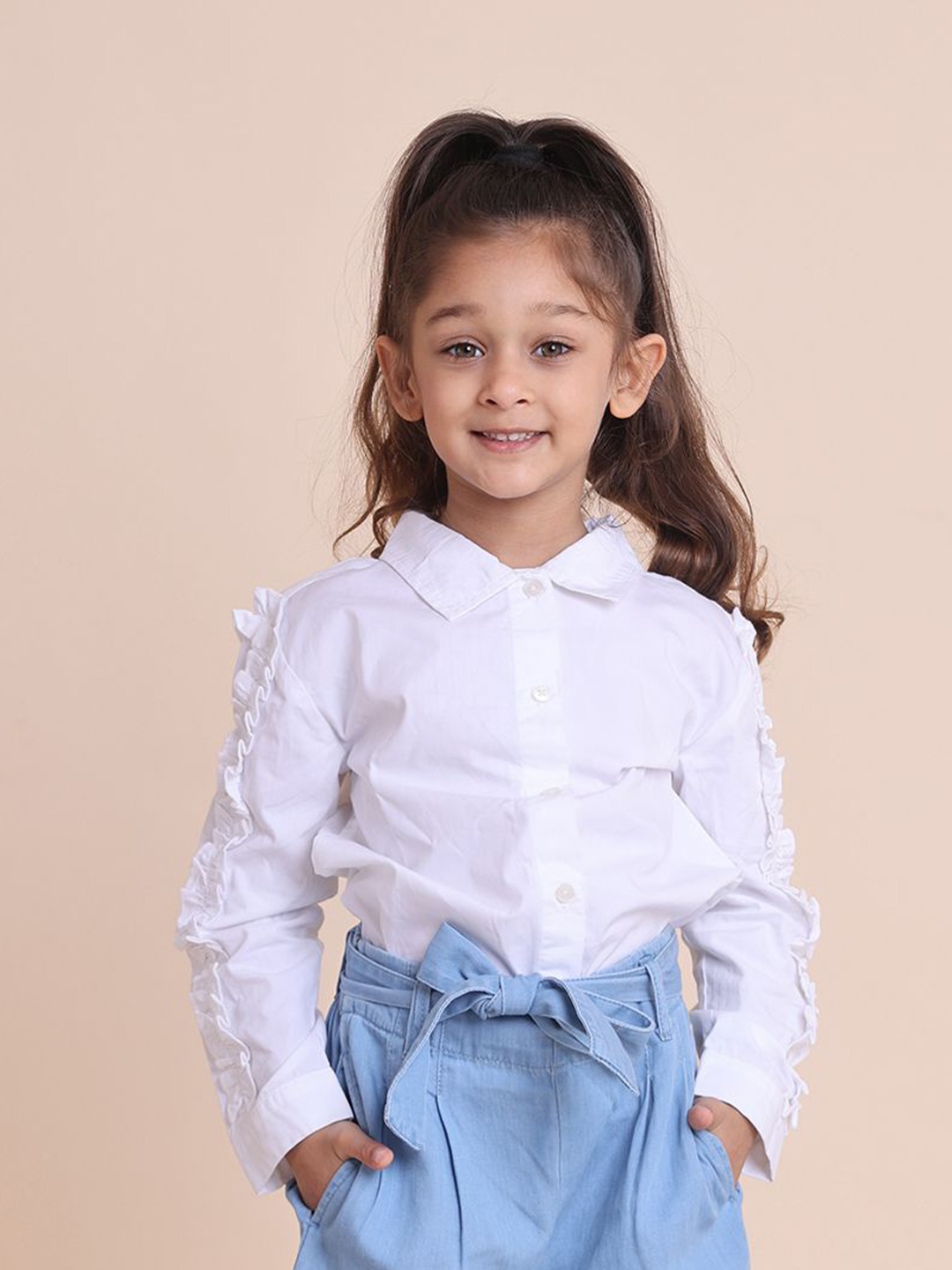 

House of Spades Girls Opaque Casual Shirt, White