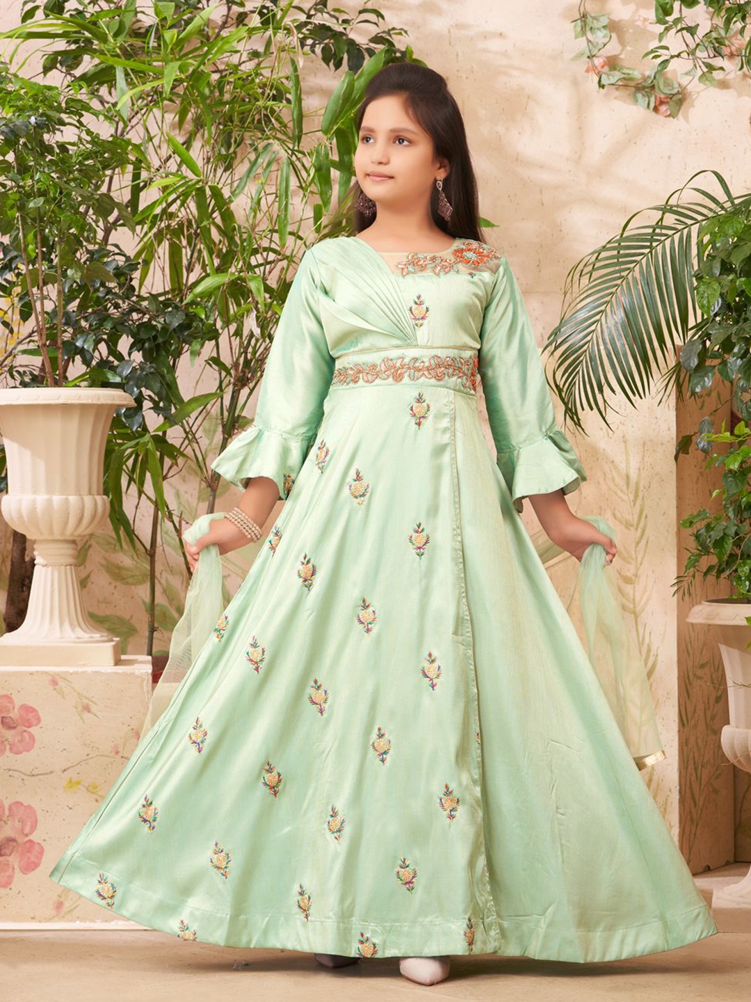 

BAESD Floral Print Maxi Dress, Sea green