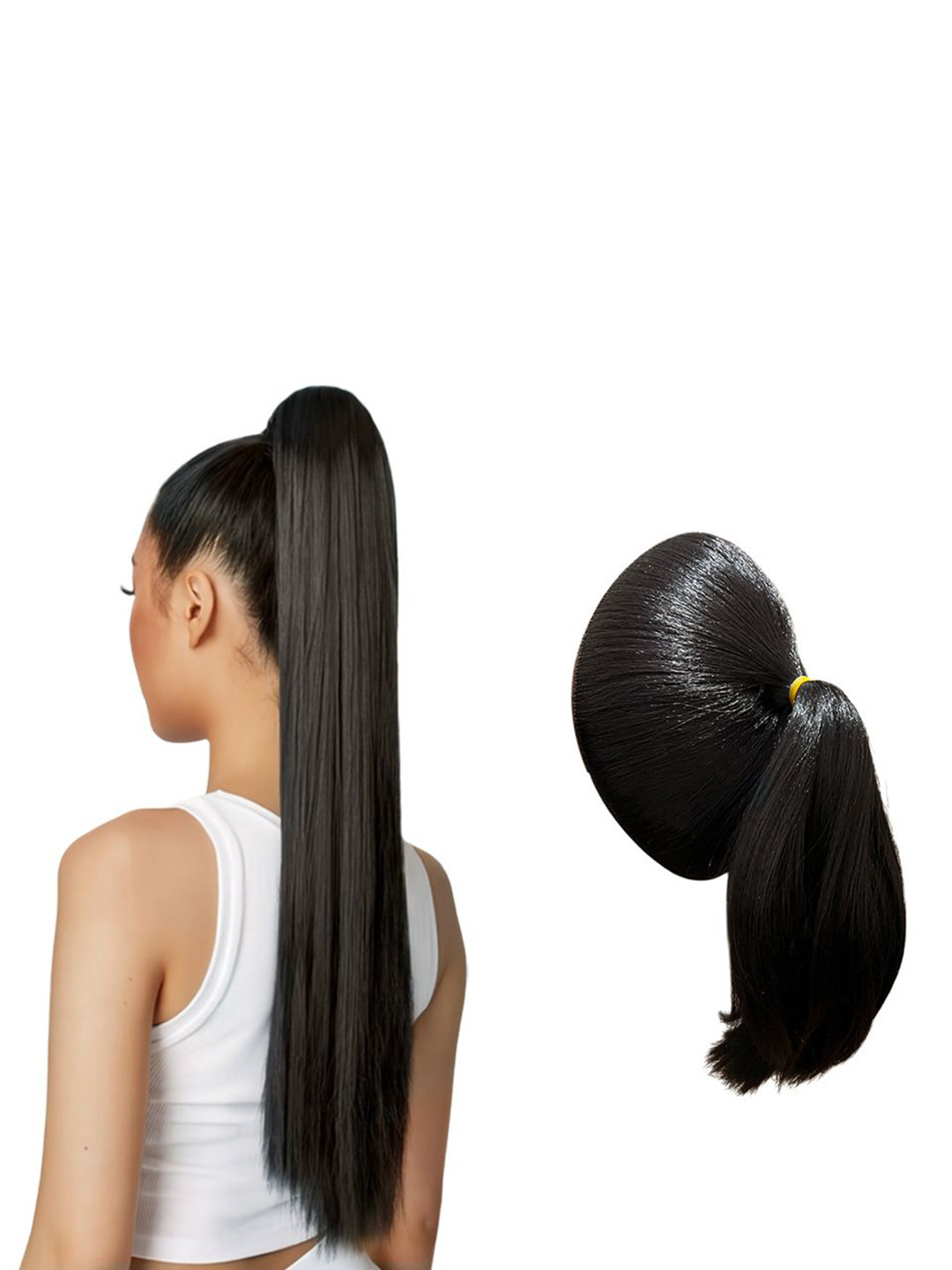 

D-Divine Ball Head Wig Wrapped With Grapefruit Peel Flower Bud Head Ponytail- 35 cm- Brown