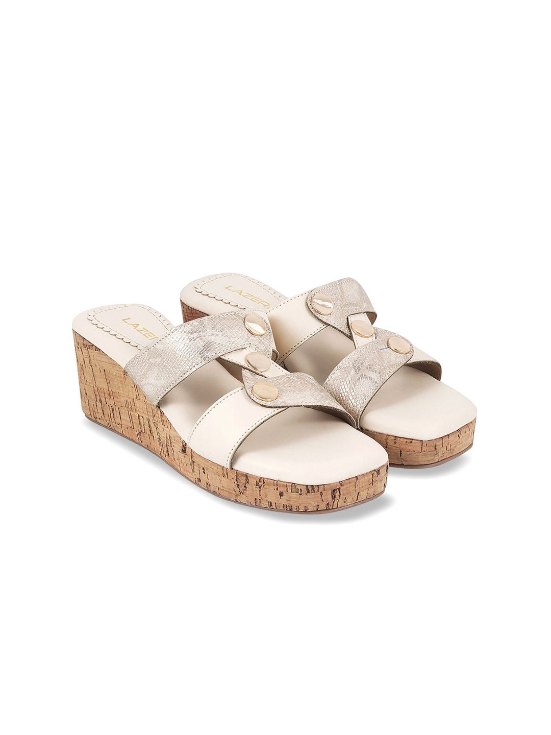 

Lazera Striped Platform Sandals, Beige