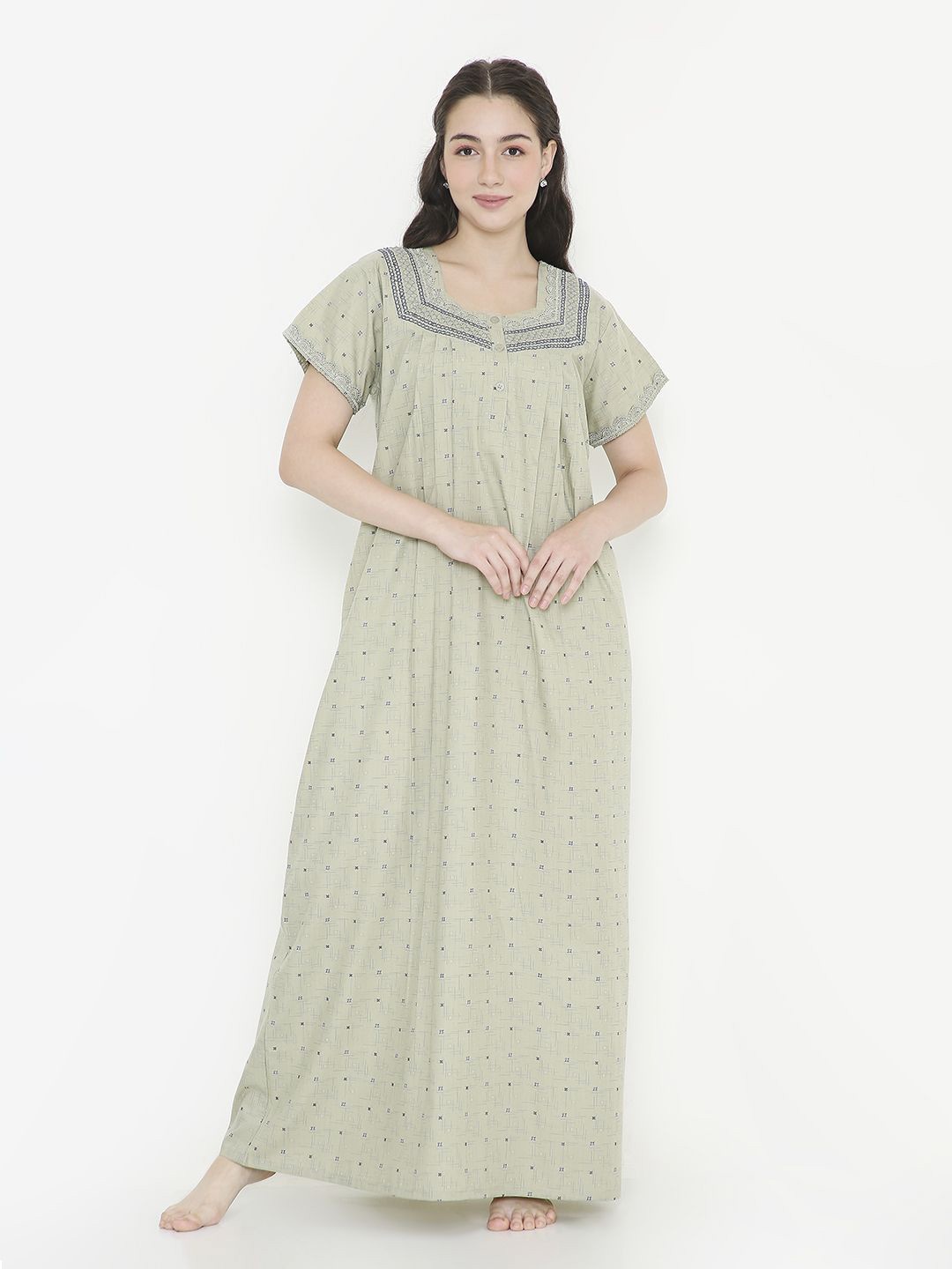 

NIGHTSPREE Printed Maxi Nightdress, Green