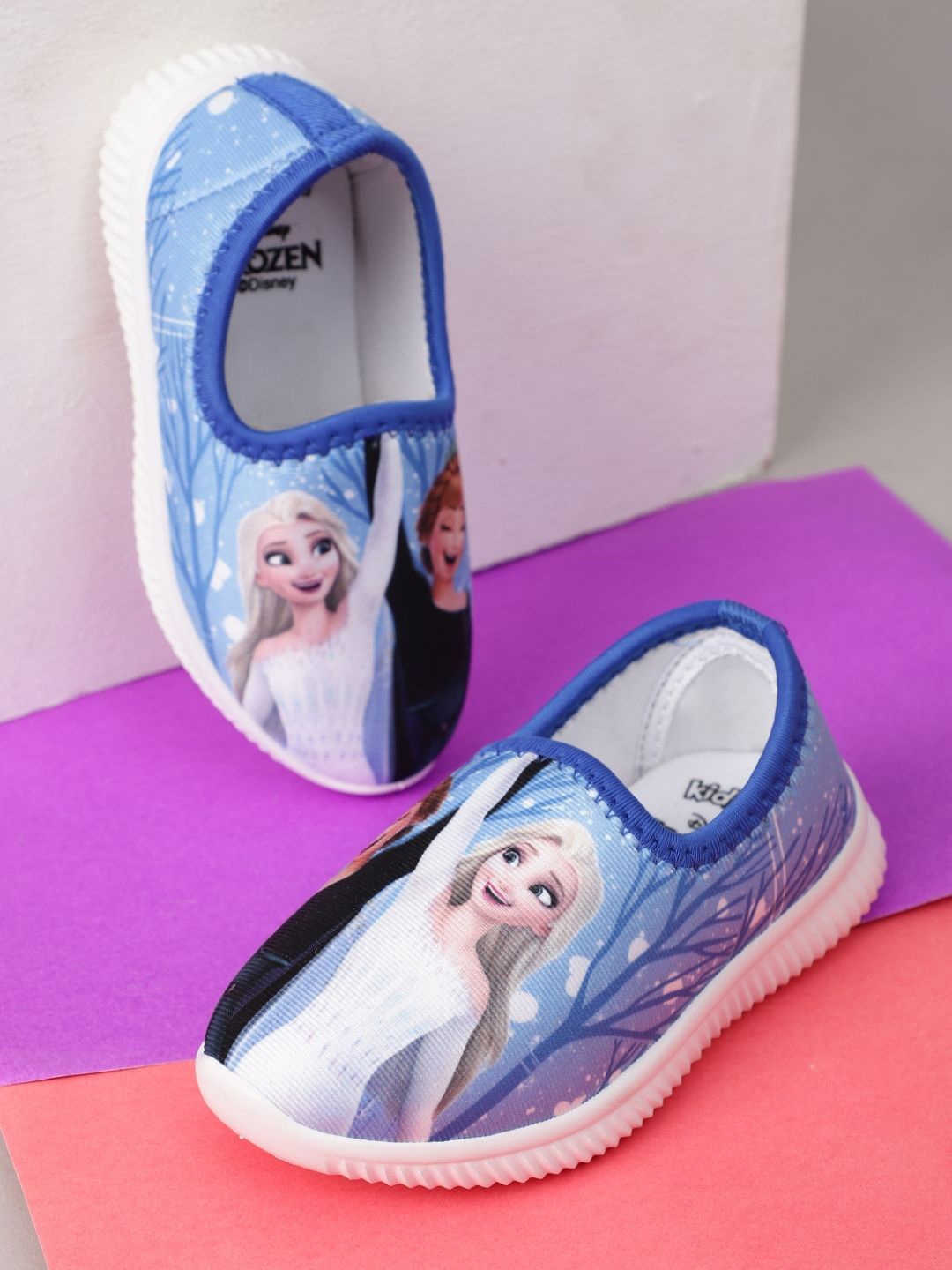 

Kids Ville Girls Frozen Printed Casual Slip-On Sneakers, Blue