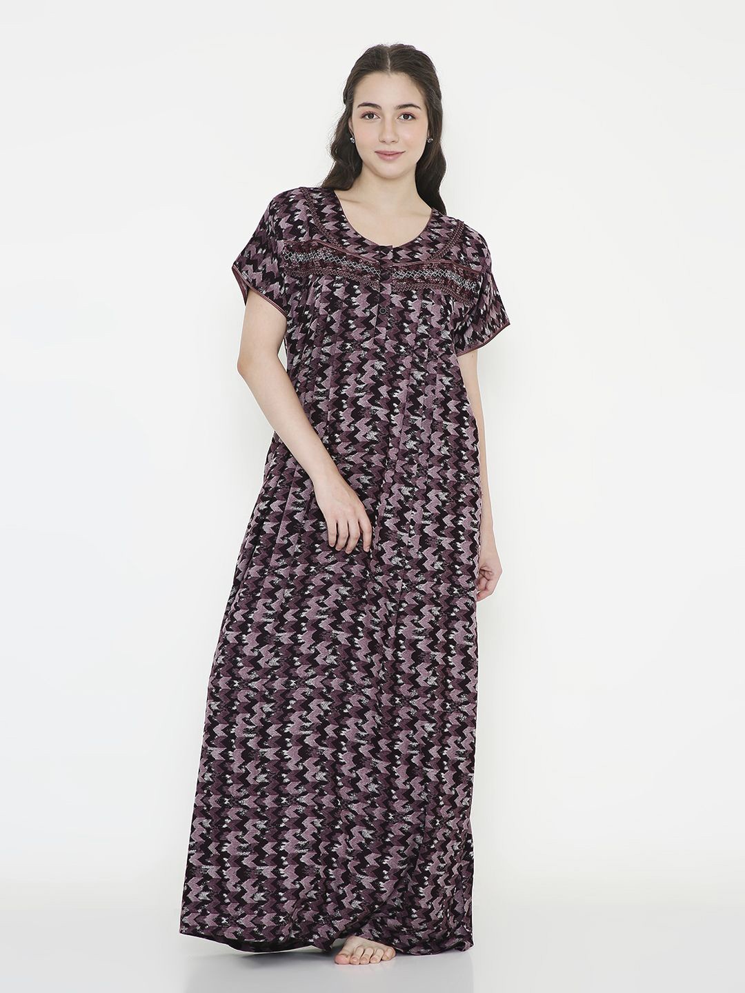 

NIGHTSPREE Printed Maxi Nightdress, Purple