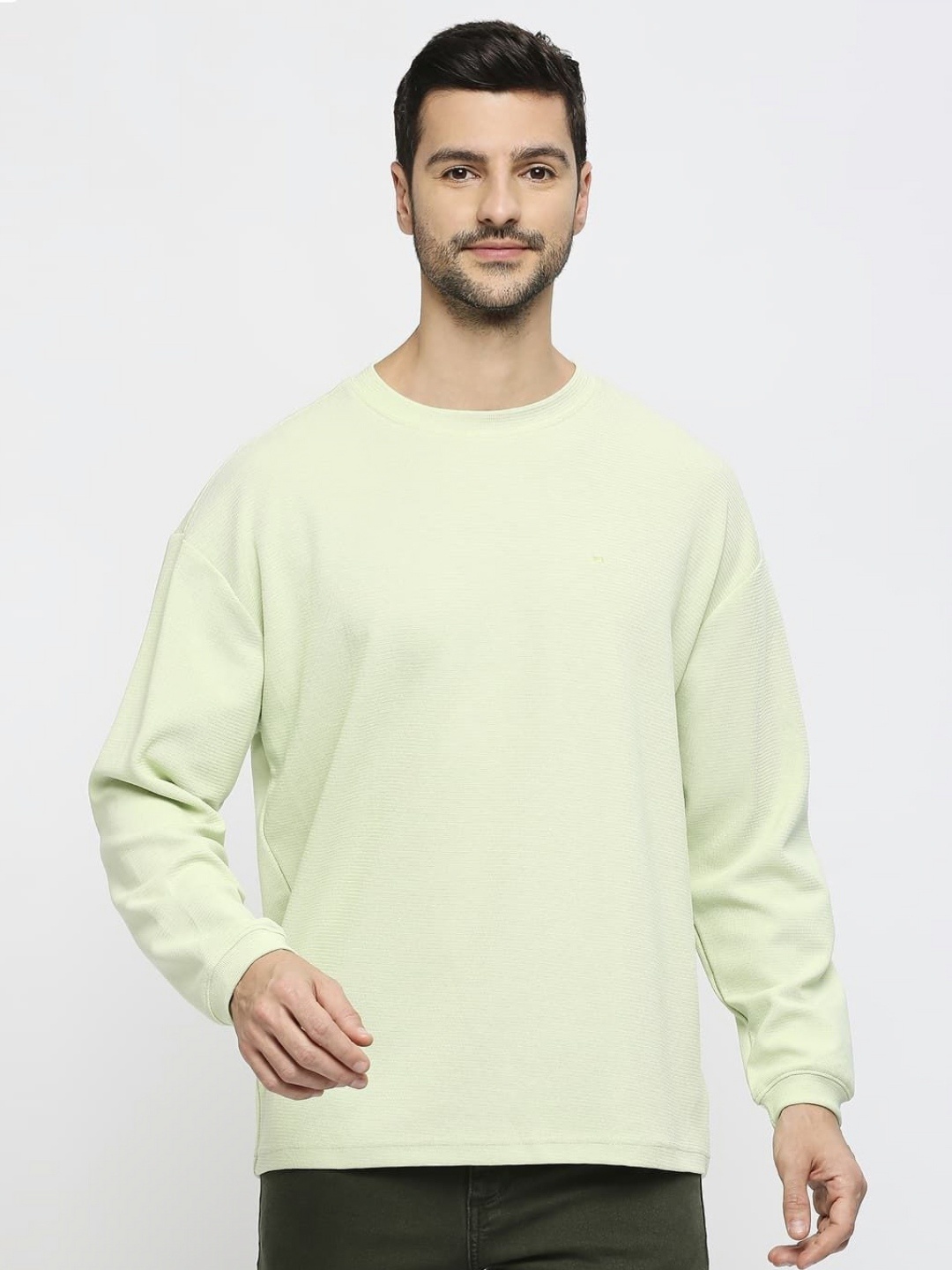 

Basics Men Raw Edge T-shirt, Green