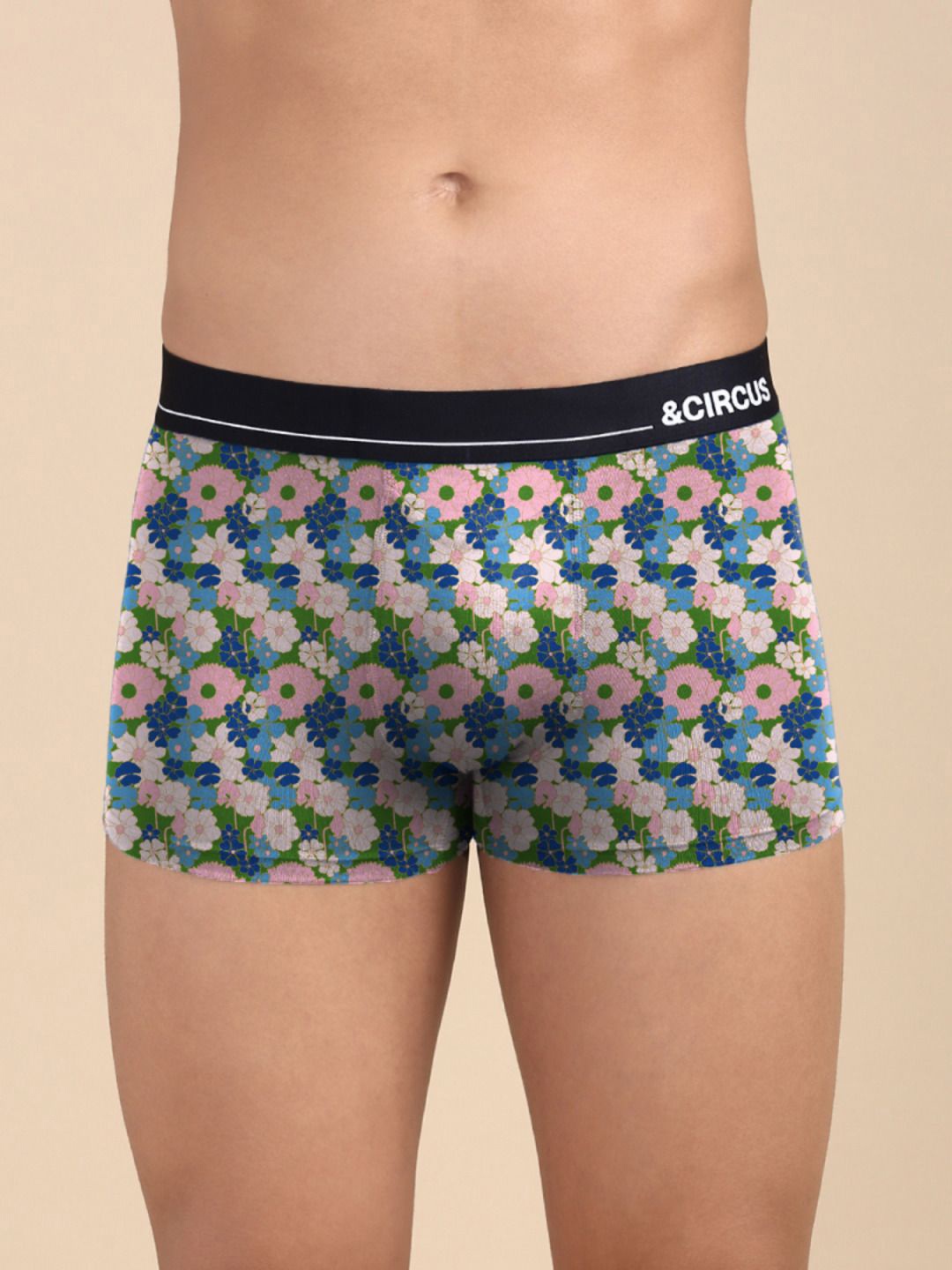 

&CIRCUS Men Printed Modal Trunks, Blue