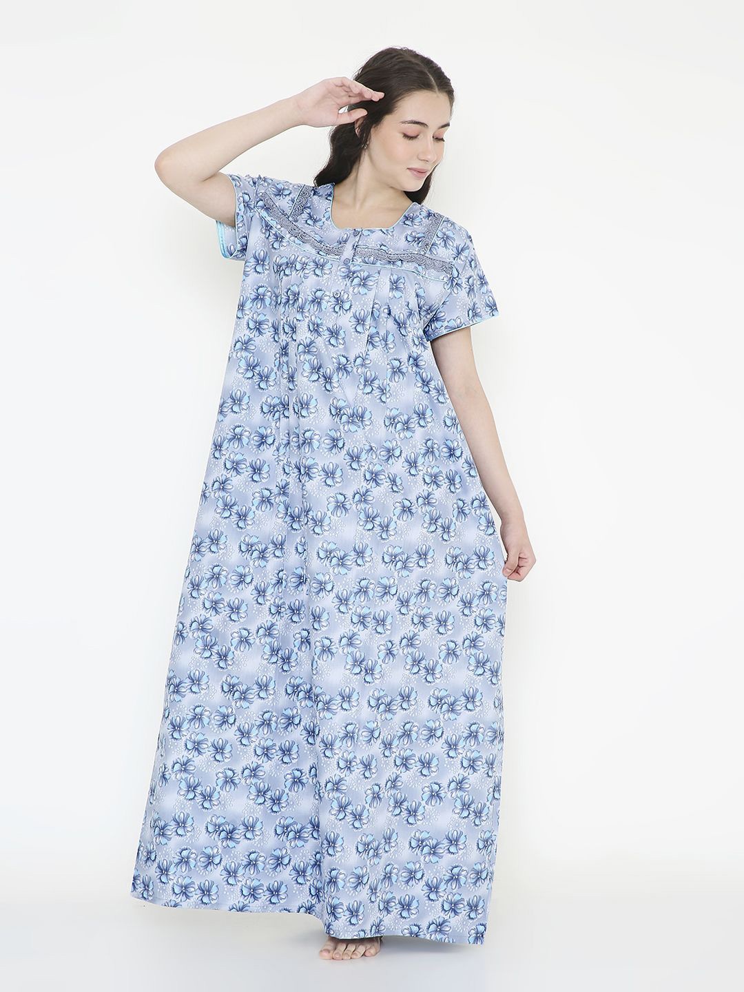 

NIGHTSPREE Printed Maxi Nightdress, Blue