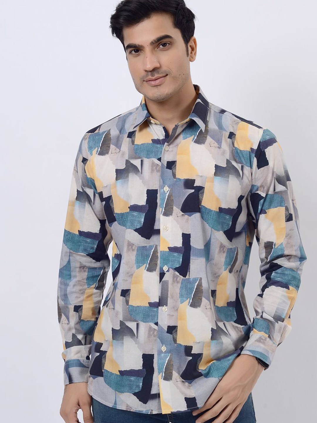 

JADE BLUE Men Slim Fit Opaque Printed Casual Shirt, Multi