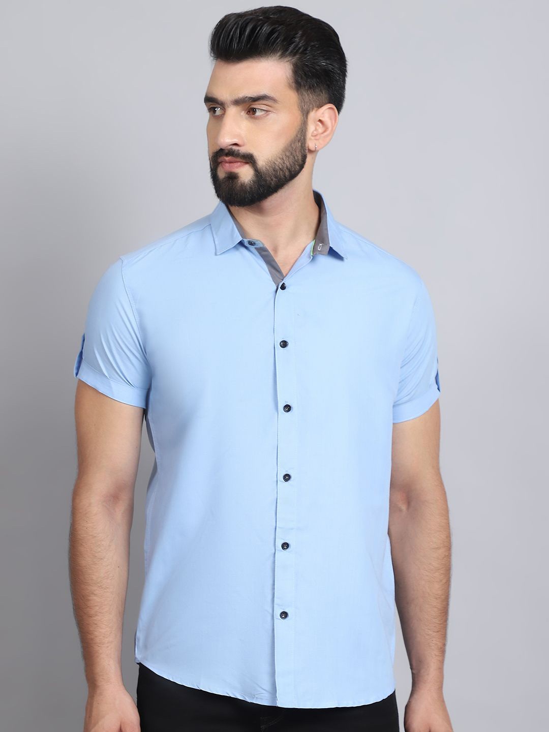 

Tanip Men Sheer Casual Shirt, Blue