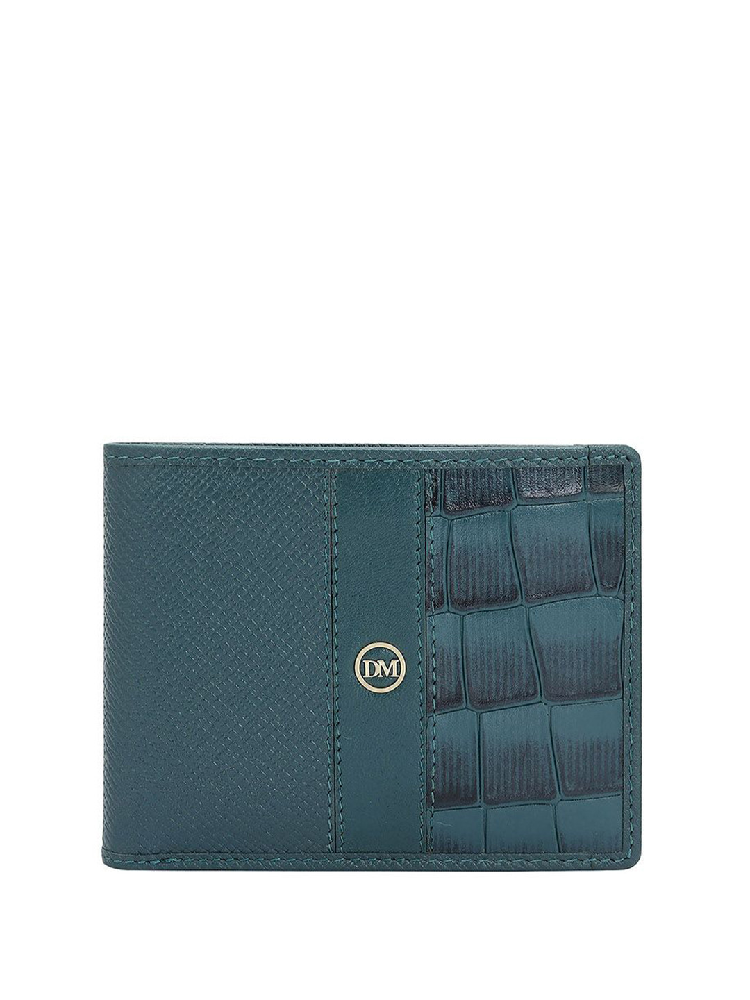 

Da Milano Men Textured Leather Two Fold Wallet, Blue