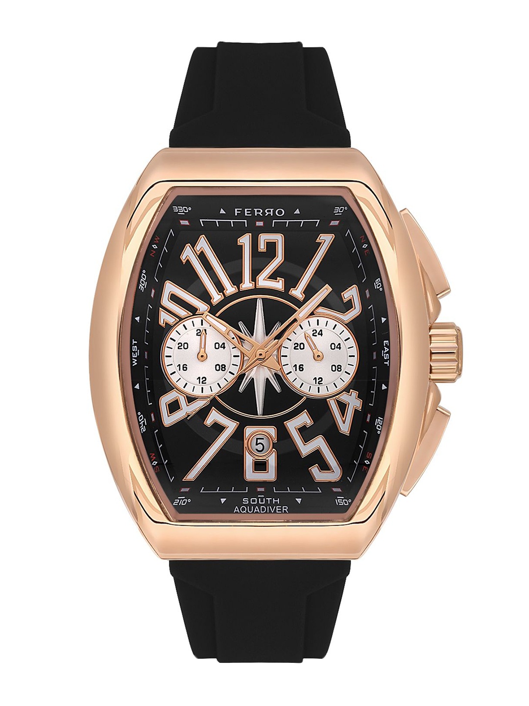 

Ferro Men Brass Dial & Straps Analogue Watch FM11444D-R, Black
