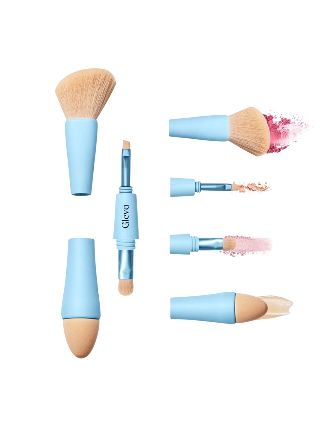 

Gleva The Multi Tasker 4-In-1 Travel Makeup Brush, Blue