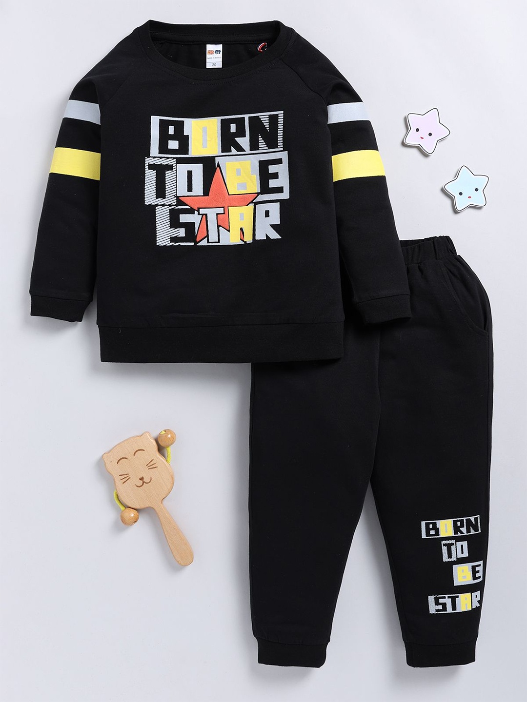 

LITTLE NINJA Boys Printed T-shirt with Trousers, Black