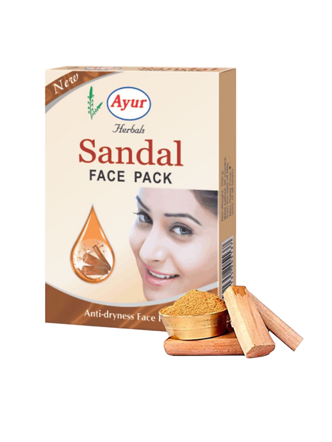 

AYUR HERBALS Set Of 4 Herbal Sandal Face Pack With Multani Mitti & Rose - 100 g Each, Brown