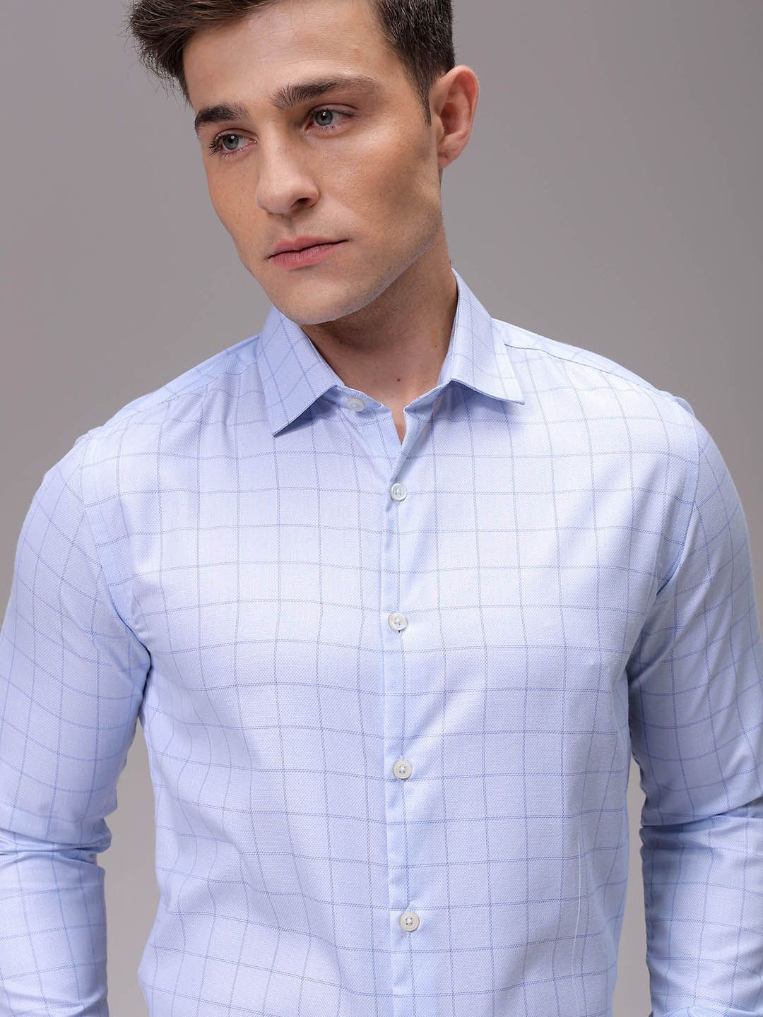 

The Indian Garage Co. X Luxe Men Slim Fit Opaque Checked Formal Shirt, Blue