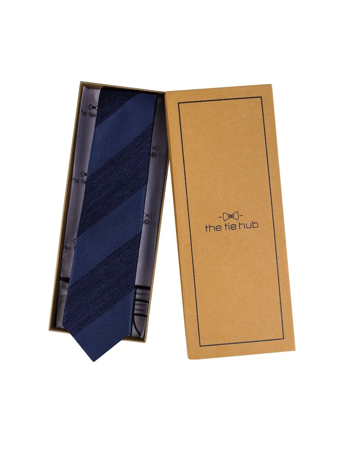 

The Tie Hub Men Striped Skinny Tie, Blue