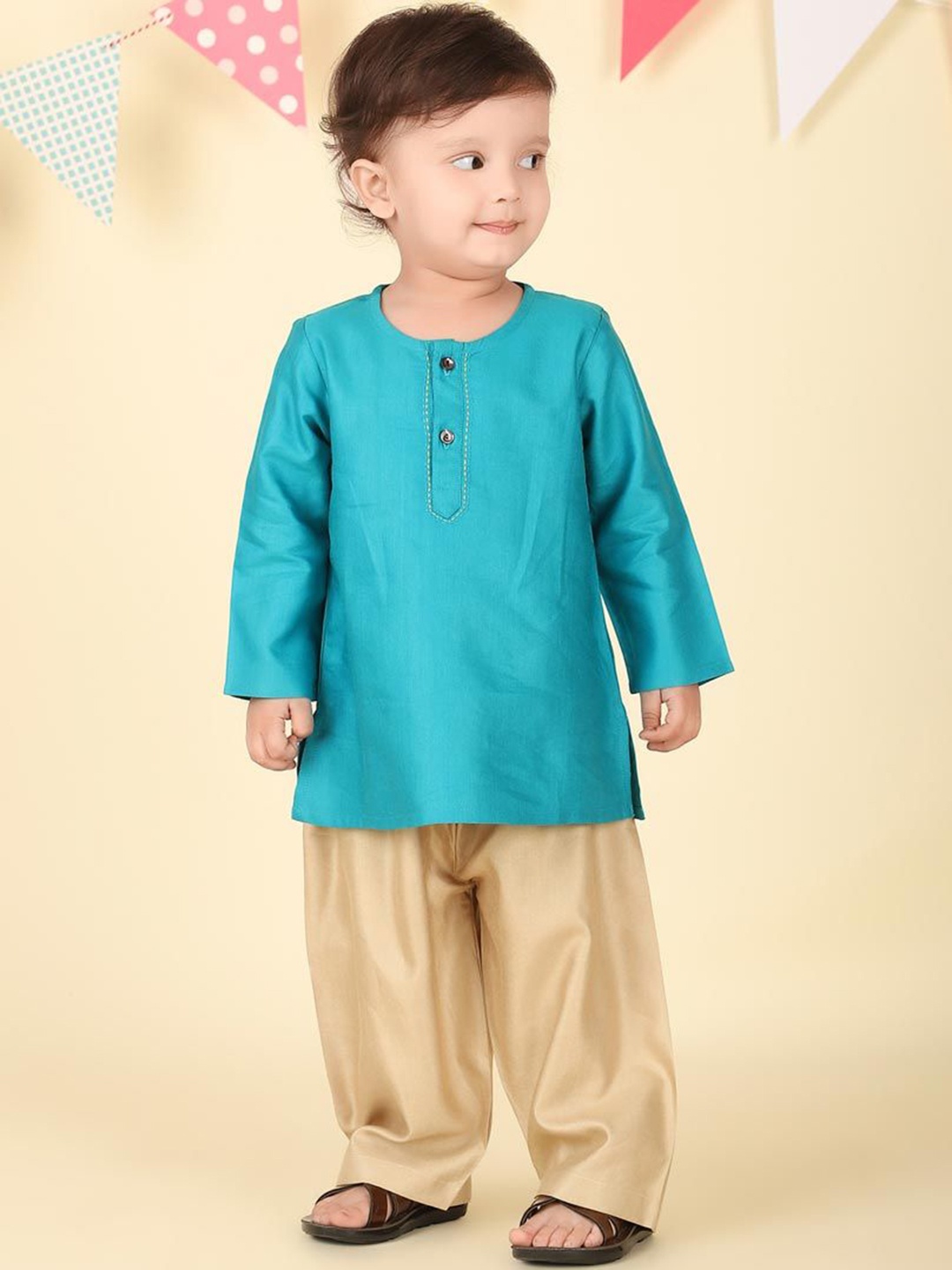 

Fabindia Boys Regular Kurta with Pyjamas, Teal