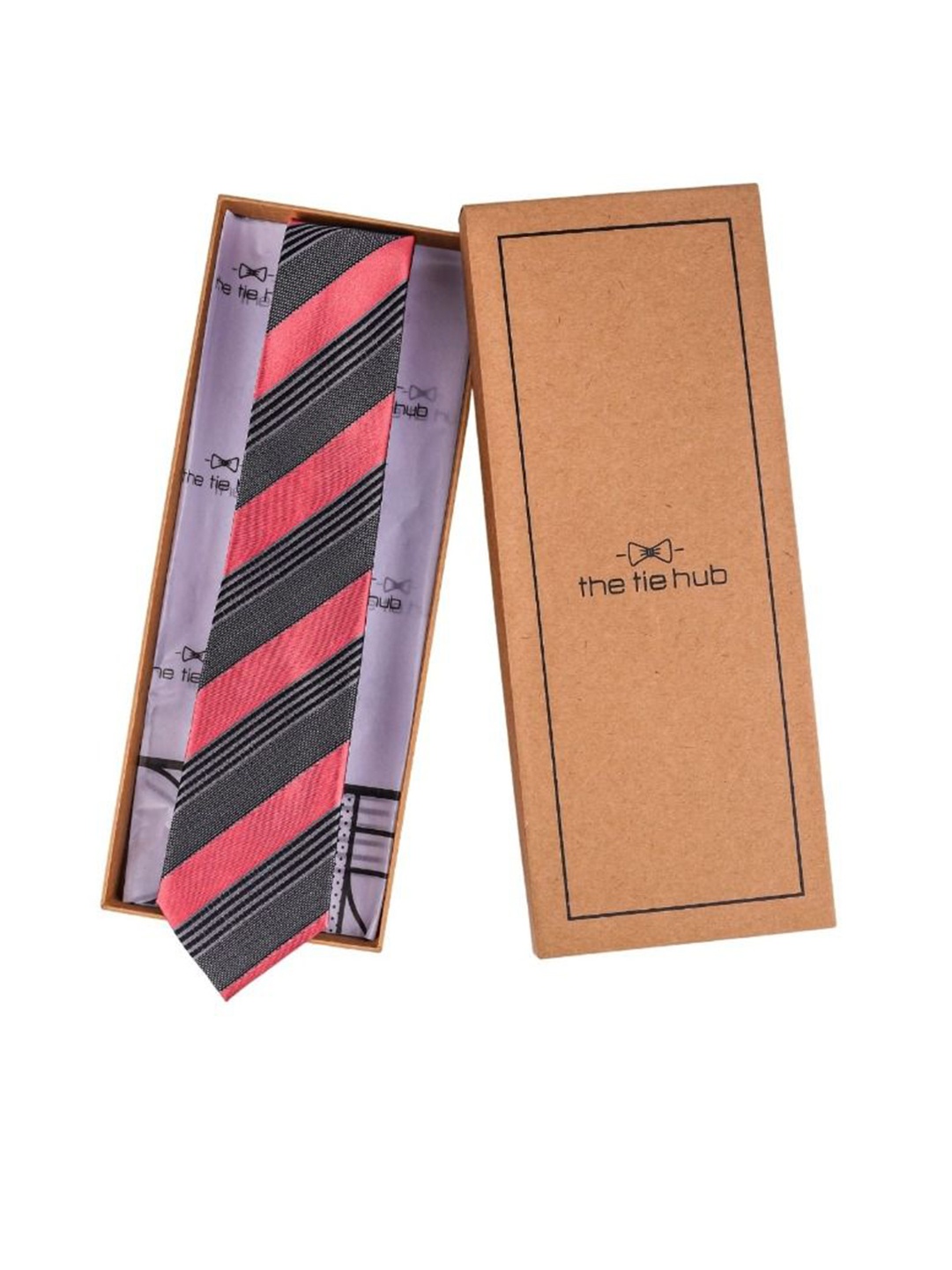 

The Tie Hub Men Striped Skinny Tie, Pink
