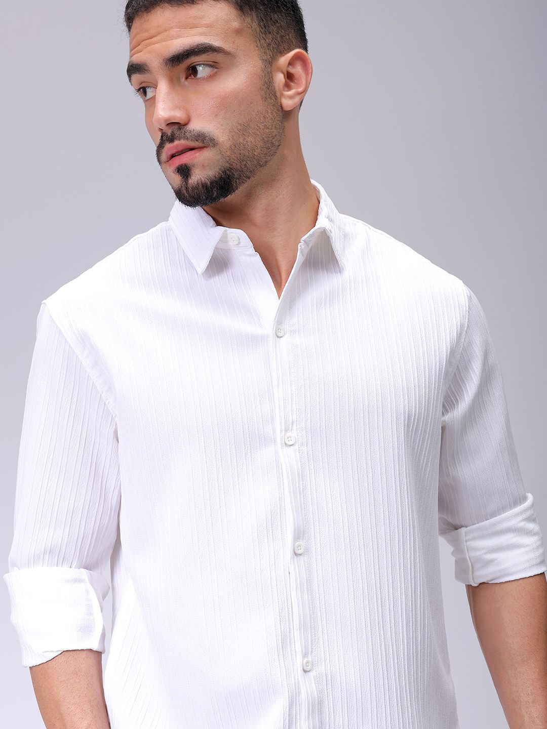 

The Indian Garage Co Men Relaxed Fit Solid Dobby Textured Resortwear Shirt, White