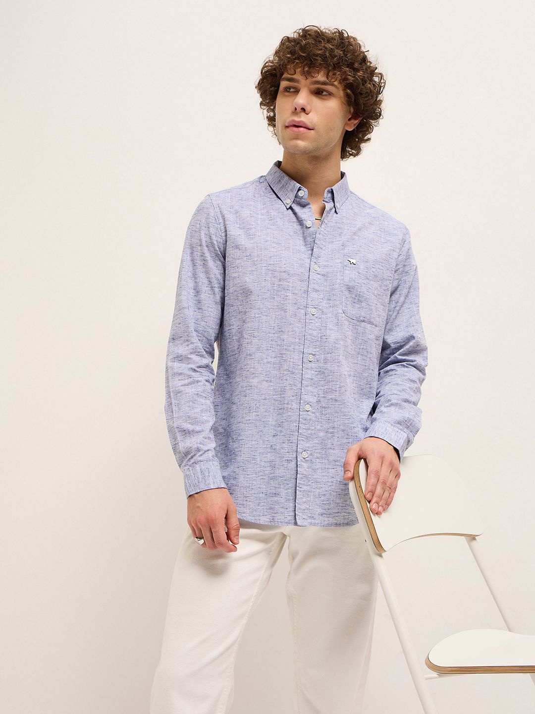 

THE BEAR HOUSE Men Slim Fit Opaque Casual Shirt, Blue
